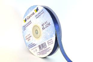 Лента атласная 12 мм двухстор. с металл. нитью "Gamma" №116синий/золото