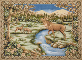 Набор для вышивания " PANNA" " Золотая серия" O- 7489 " Гобелен с оленями" 62 х 45 см